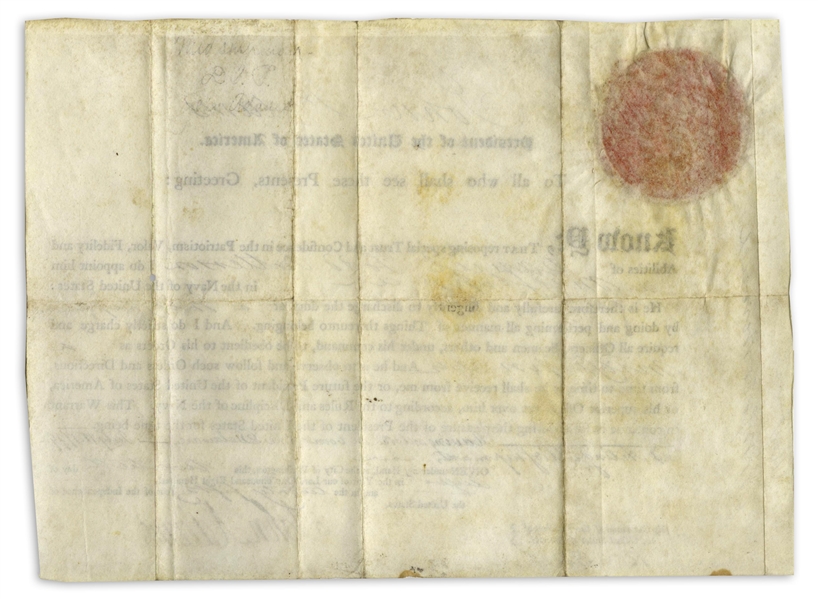 John Adams Military Document Signed as President, Appointing a Midshipman to the Navy in 1799 During the French-American Quasi-War